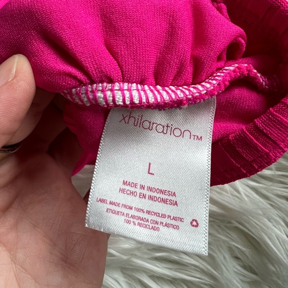 Xhilaration Hot Pink Bikini Top L | Ribbed Bralette Swim Top Tie Back Adjustable - Picture 8 of 8